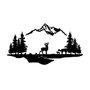 Wallity Deer And Landscape - 1 Escultura de pared de metal negra